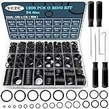 KEZE 1200 Pcs 24 Size Universal Rubber O-Ring Assortment Kit with 4-Piece Precision Pick and Hook Set for Auto Vehicle Faucet Plumbing Pressure Washer Air or Gas Sealing Repair OD:6mm-28mm O Ring