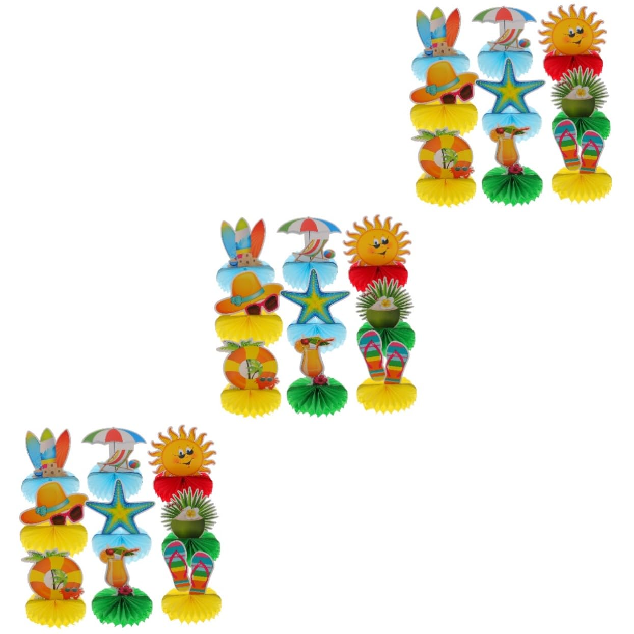 GARVALON 27stücke Teiliges Hawaii Dekorationen Bunte Papier Honeycomb Ornamente Für Sommerfeste Luau Und Strandpartys Und Tischdekoration