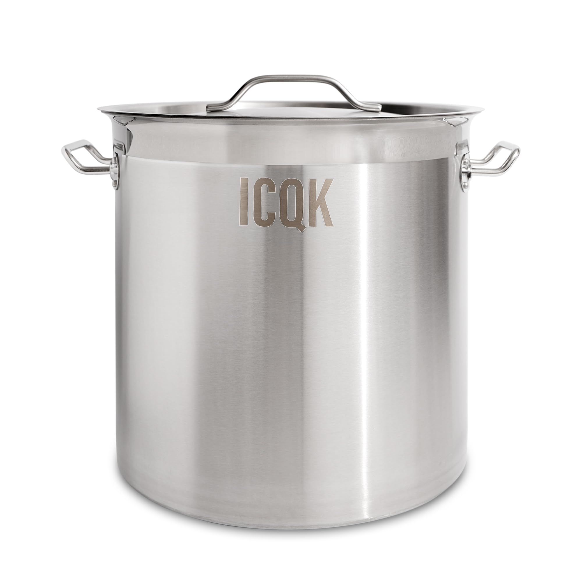 Pentola in Acciaio Inox 50 L, Coperchio Incluso, ⌀40 cm, Con Bordo A Versare, Compatibile con Induzione, Elettrico, Ceramica, Gas, Fondo Triplo Strato, Manici in Acciaio, Assistenza ITALIA
