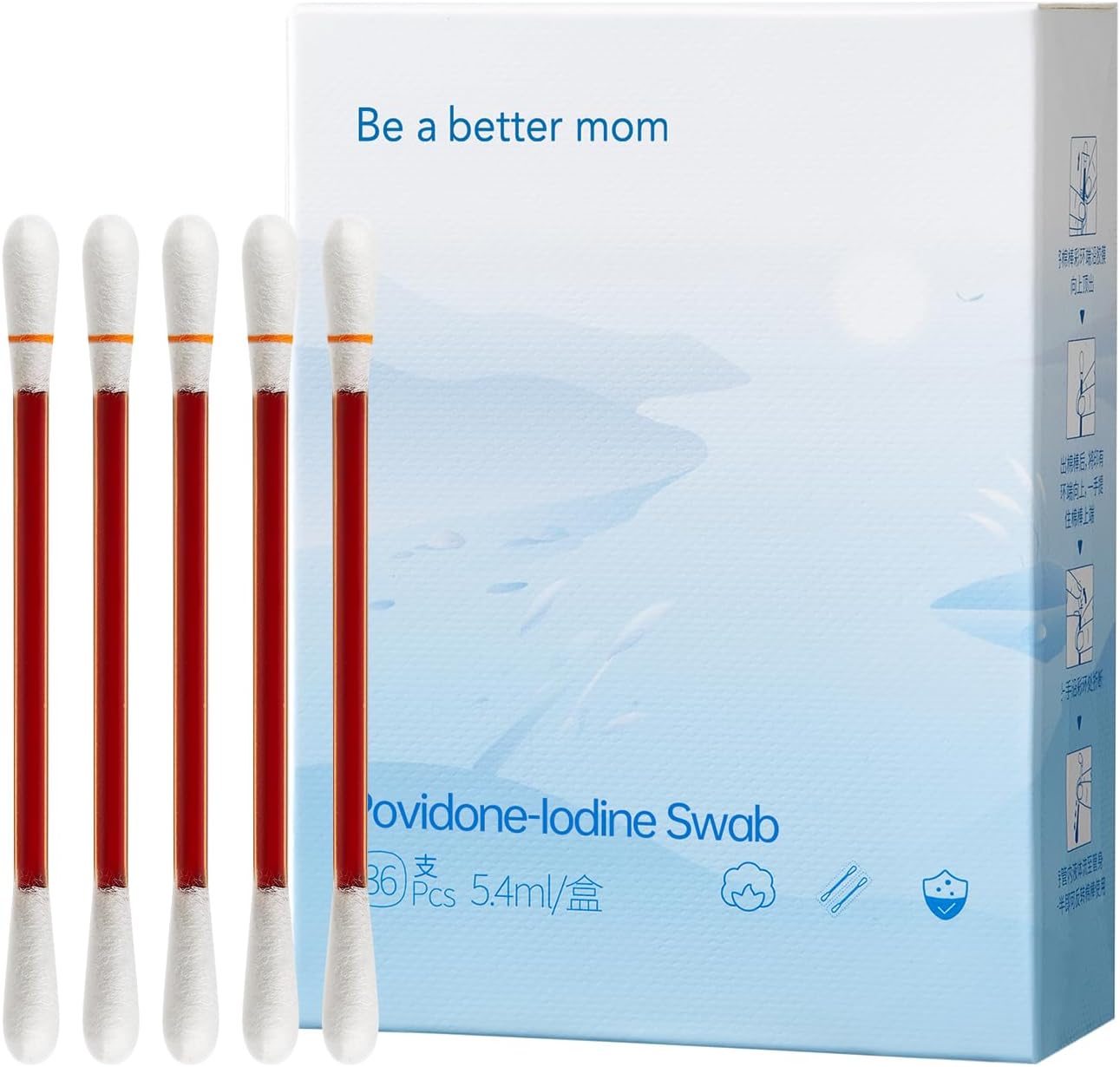 36PCS Disposable Iodophor Swabs Outdoor Supplies Medical Cotton Swabs Iodine Individually Packaged Cotton Swabs Iodine Swabs for Wound Treatment