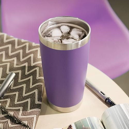 Miniatura 6 de DOMICARE Vaso de acero inoxidable con tapa, doble pared aislada al vacío, taza de viaje, taza de café aislada con recubrimiento de polvo duradero