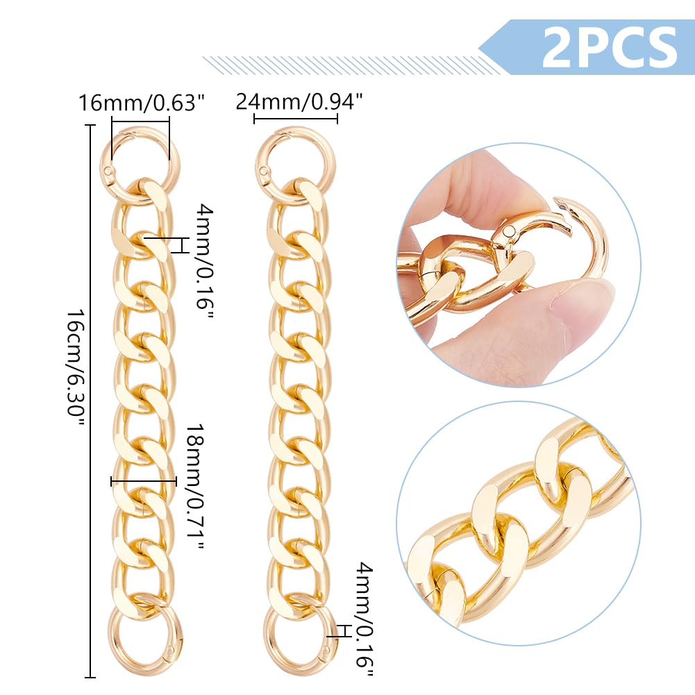 UNICRAFTALE About 2Pcs 6.24"Bag Extender Chain Purse Strap Extenders for Handbags Purse Extender Chain Golden Purse Extender Replacement Accessory Bag Chain Straps for Purse Clutch Handbag Supplies - Image 3