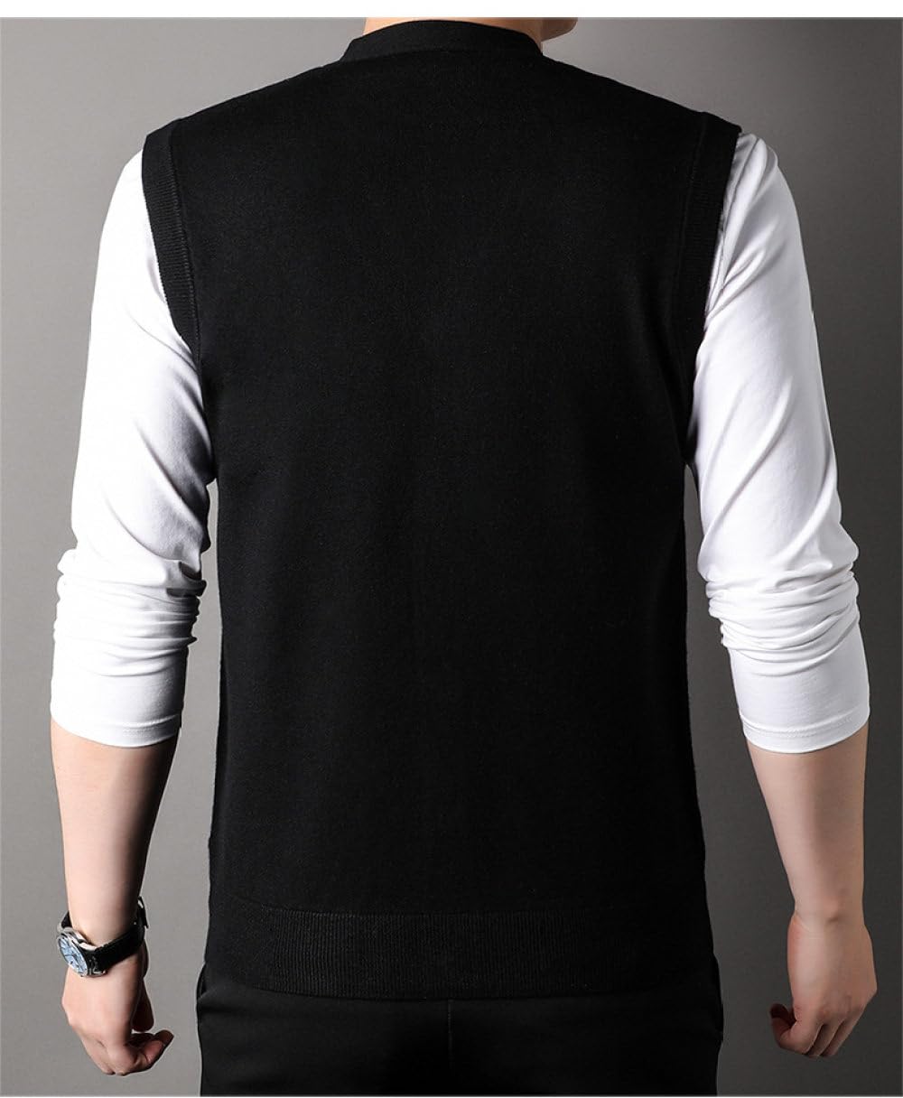 Pullunder Herren,Herren-Strickpullover Schlicht Modisch V-Ausschnitt Ärmellos Knöpfe Strickjacke Weste Klassisch Business Warme Strickweste Herbst Und Winter Lässige Strick-Tanktops