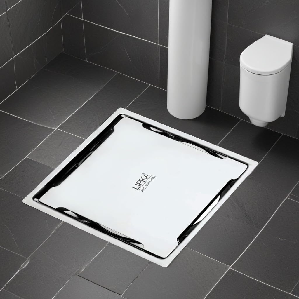LIPKA Yellow Exclusive Square Flat Cut Floor Drain | 6 x 6 Inches | 304-Grade Stainless Steel Floor Trap with Matte Finish | Drain Jali for Bathrooms with Cockroach Trap (B081L18GYR) Amazon Price History, Amazon Price Tracker