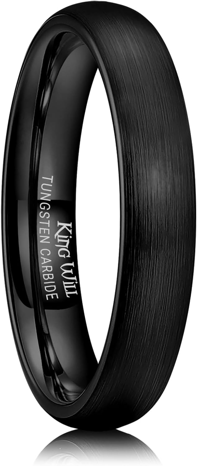 King Will Wedding Band for Men Women, 2/4/6/7/8mm Domed Matte Brushed Tungsten Carbide Rings, Solid/Dual Color Engagement Rings, Comfort Fit