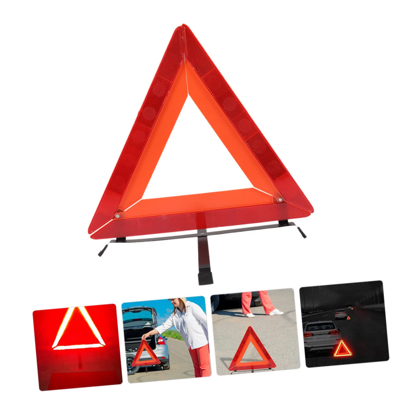 Marco de advertencia triangular, triángulos de emergencia reflectantes para coche, kit de emergencia triangular (42 x 39 cm, 3 piezas)