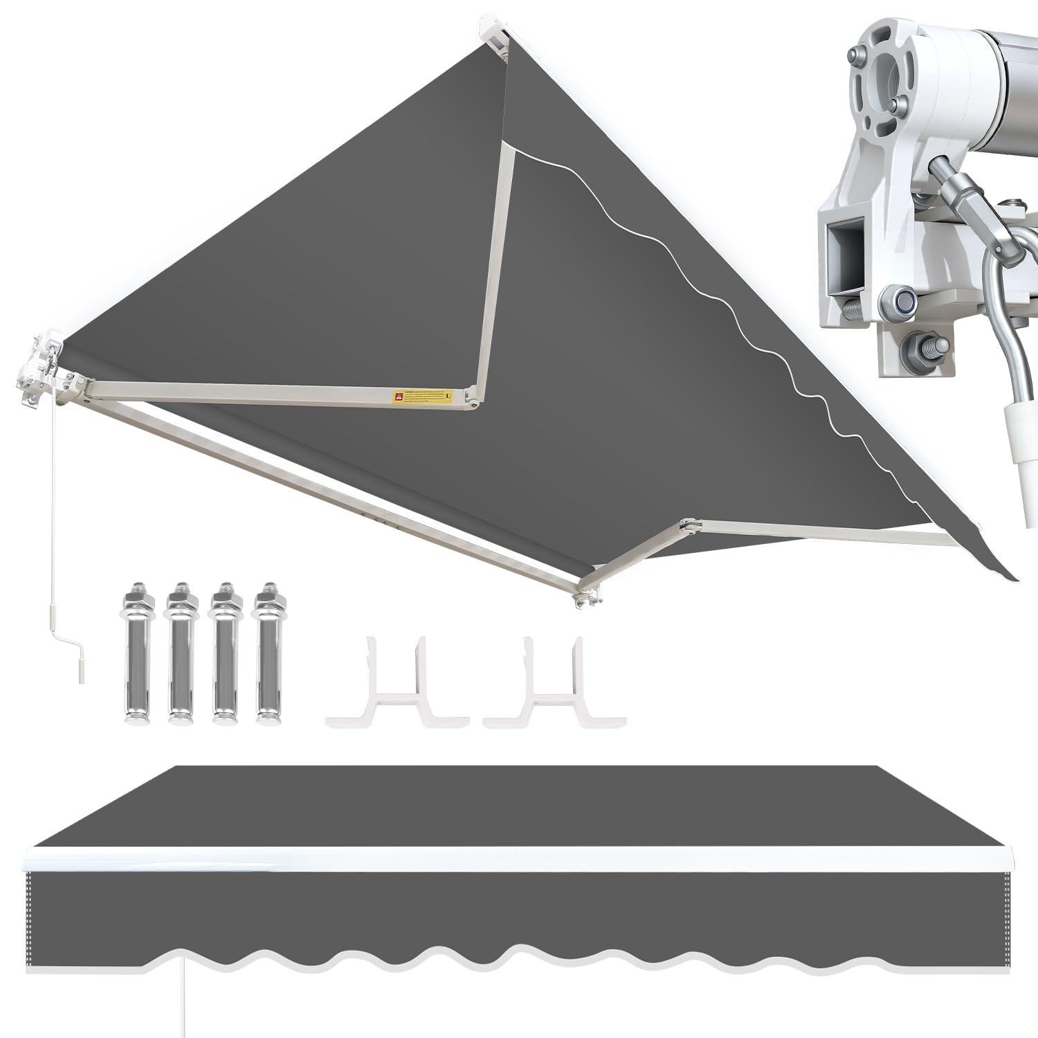 Tenda da sole 350x300 cm manuale a bracci articolati anti-UV impermeabile alluminio poliestere