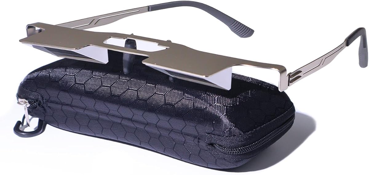 Lazy Glasses Prism Glasses for Watch TV, Read, or Browse Your Phone While Lying Down，New Upgraded Lighter and Clearer Lazy Glasses Spectacles for Lying Down, Reducing Neck and Cervical Strain (Silver)