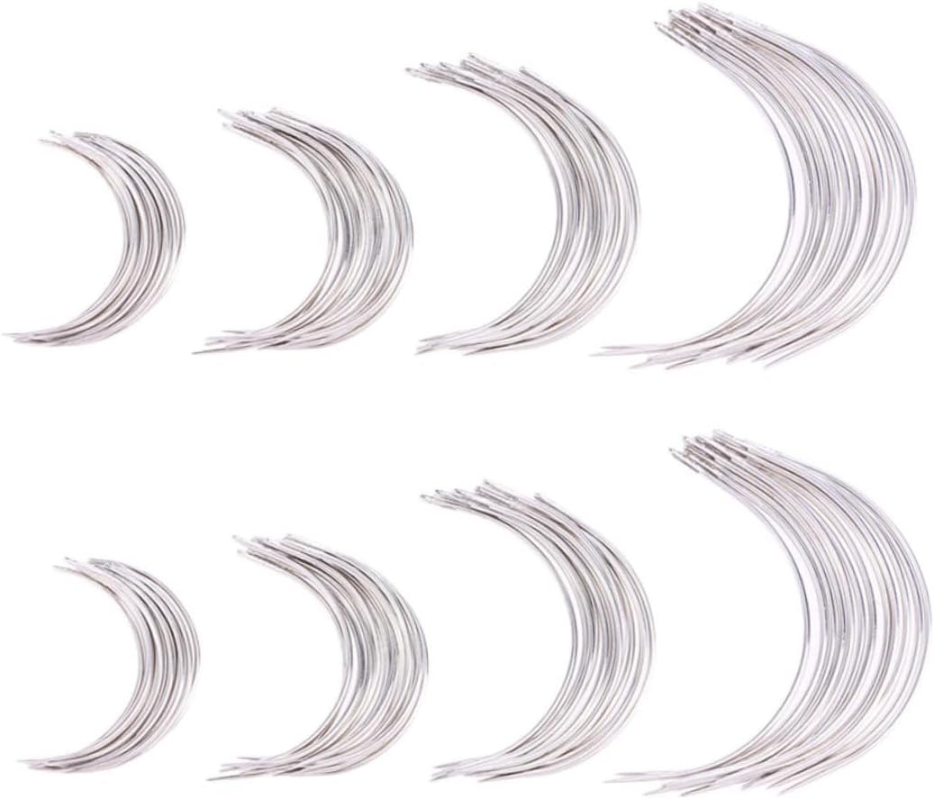 Tofficu 192pcs Sewing Tools Stainless Steel Weaving Needles Darning Needles for Yarn Curved Carpet Repair