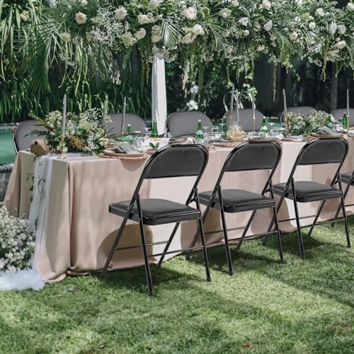 Sweetcrispy HJ2-ZDY01-12PBK Folding Chair 12 Pack, Leather Padded Folding Chairs, Sturdy Metal Foldable Chairs thumb #1