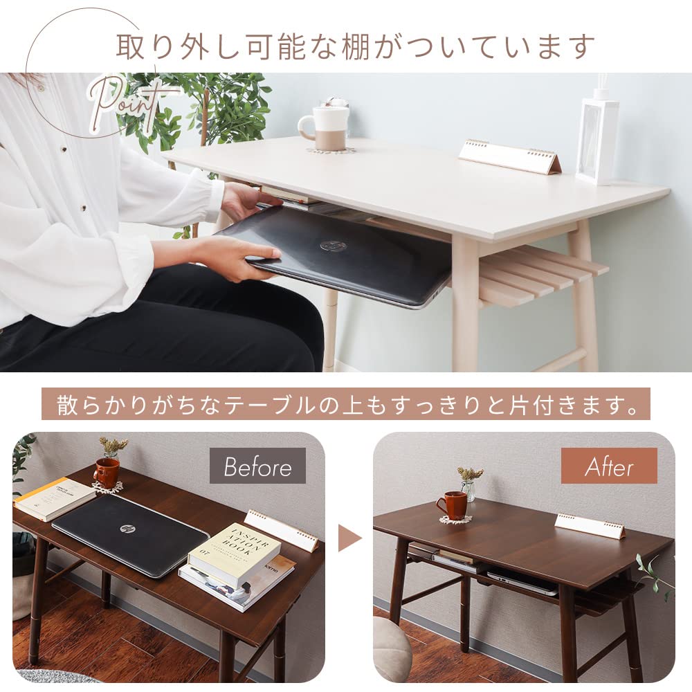 Amazon.co.jp: ヤマソロ ハイテーブル デスク 折れ脚テーブル 棚付き