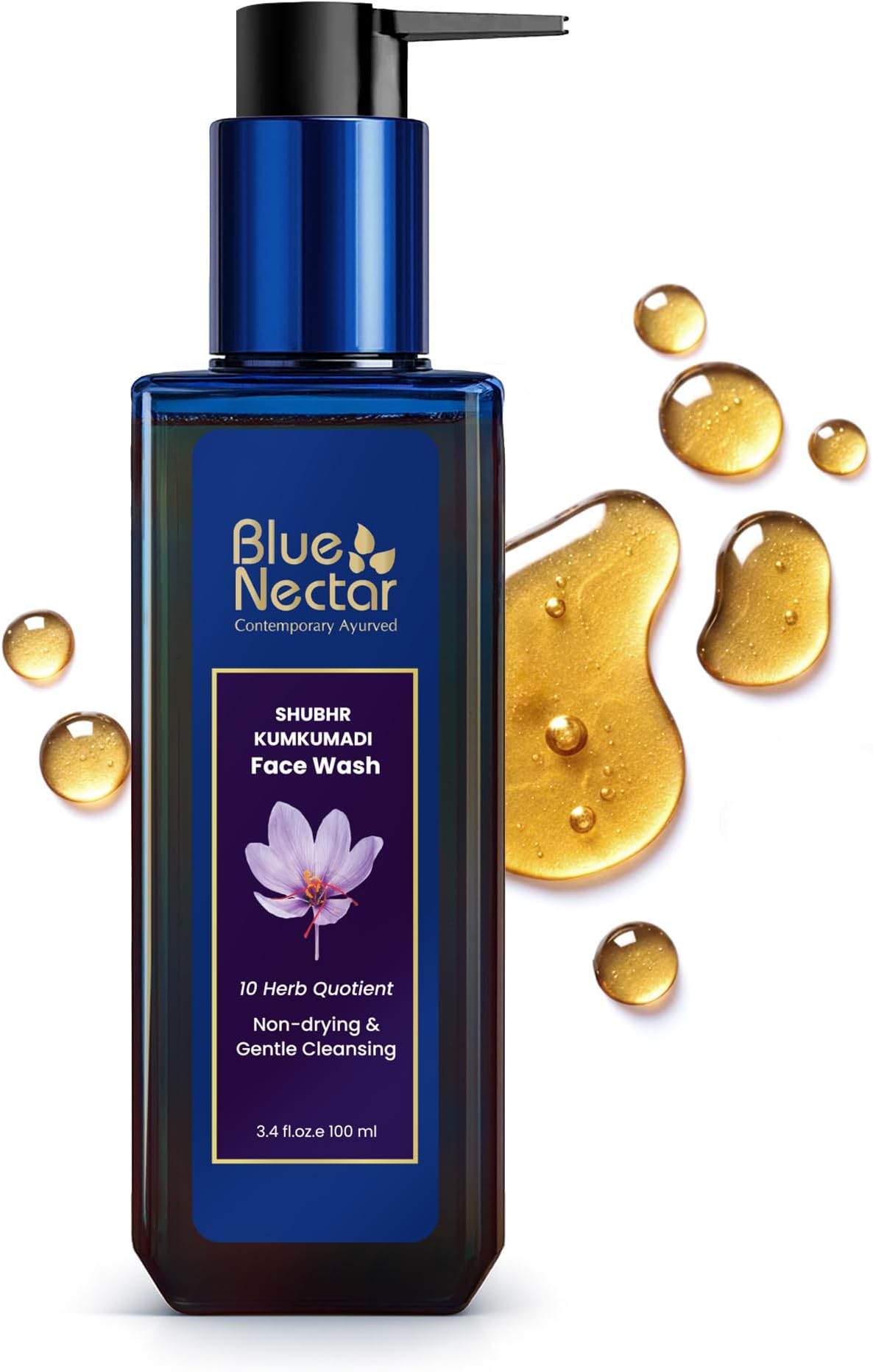 Kumkumadi Brightening Face Wash with Saffron for Women & Men | Sulphate free Anti Pimple Face Cleanser (10 Herbs, 100 ml)