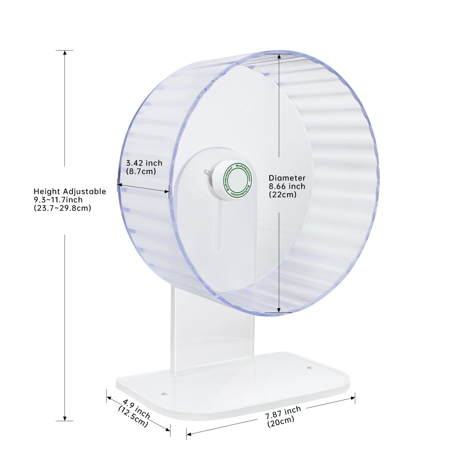 Silent Hamster Wheels - Syrian Hamster Wheel, Hamster Wheel Car, 10.2 Inch Hamster Wheel, Fully Transparent, Height Adjustable, Quiet Wheels for Various Small Animals (Large) - image 3