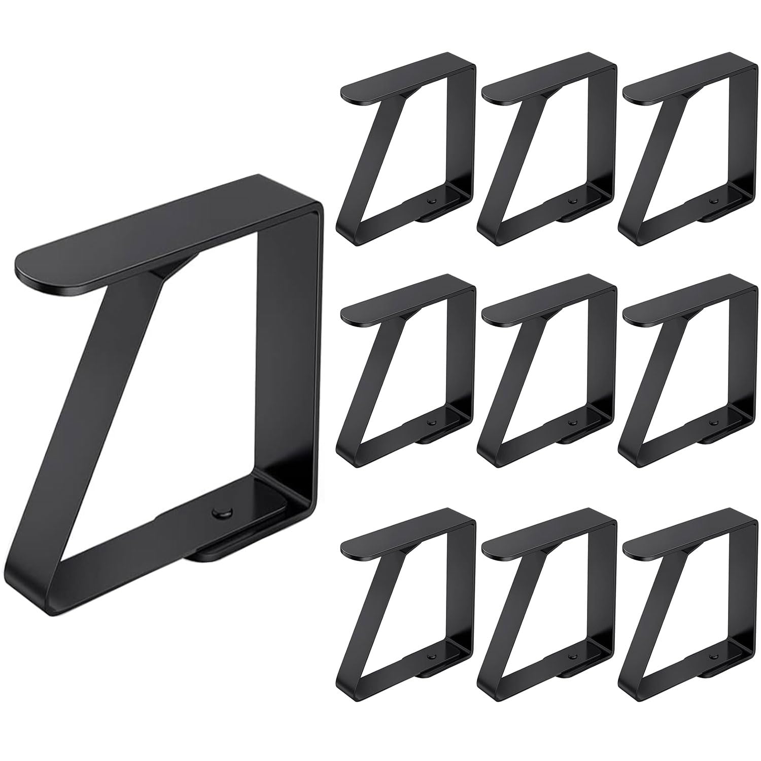 ERBO 10 Stück große Tischdeckenklammern Edelstahl, Tischklammern für Dicke Tische, Tischdecken Klammern, Tischdeckenklammer zur 0-5cm stärke Gartentisch, Restaurant Familie Esstisch, Schwarz, 8 x 7 cm