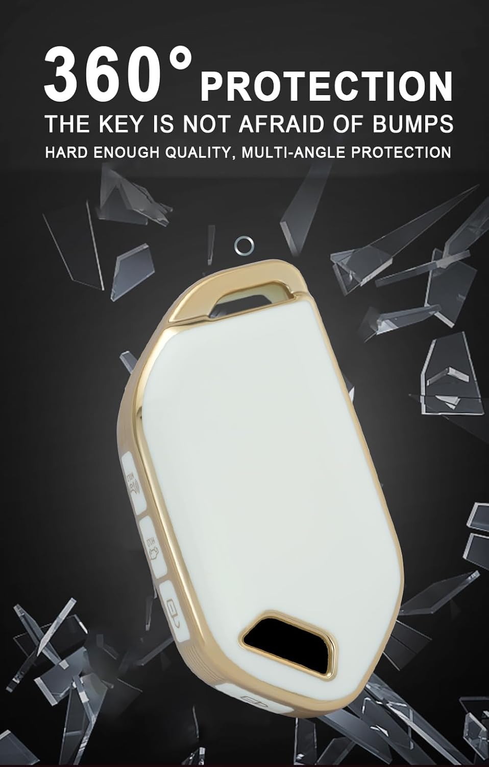 SANRILY Golden-Edge 8 Button Smart Key Fob Cover Fit for Kia Telluride 2024 EV9 Picanto GT Line Sorento Seltos Keyless Key Case with Leather Keychain Beige