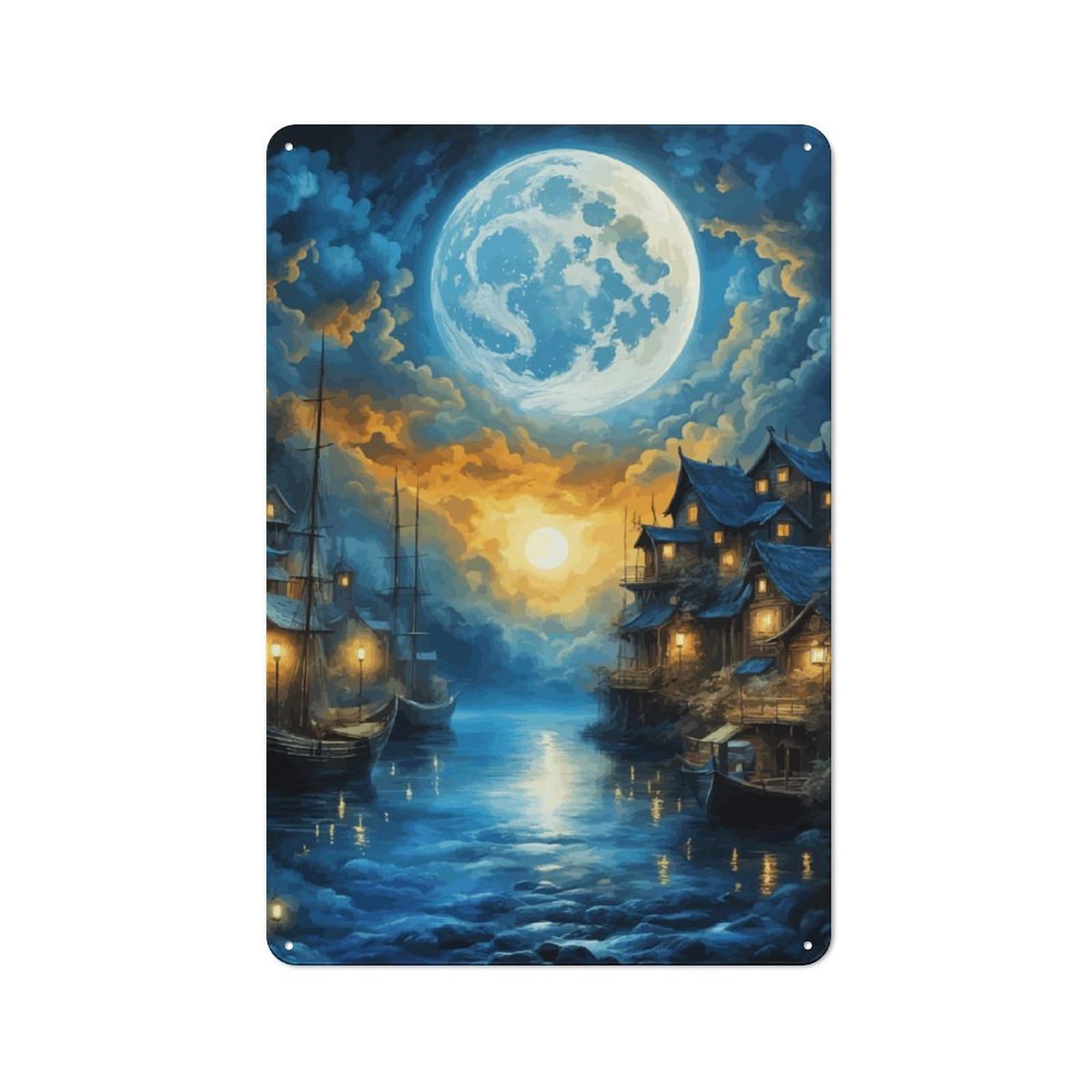 Junmoney Calm Waters Metal Wall Sign 30X20cm Featuring For Workshop Wall, Suited To Metal Sign Collectors