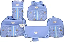 Kit Bolsa Maternidade, Mochila com Chaveiro de Ursinho, Bolsa Térmica, Trocador Impermeável, 5 Peças
