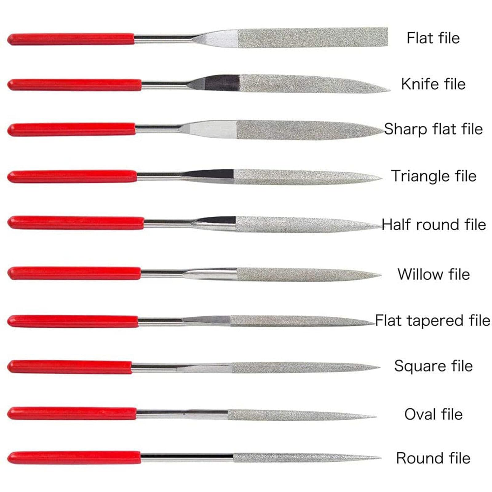 10pcs Diamond Needle File Set, Mini Needle Jewelry File Set for Jewelers Glass Wood Carving Craft, 2 x 100mm - Image 2