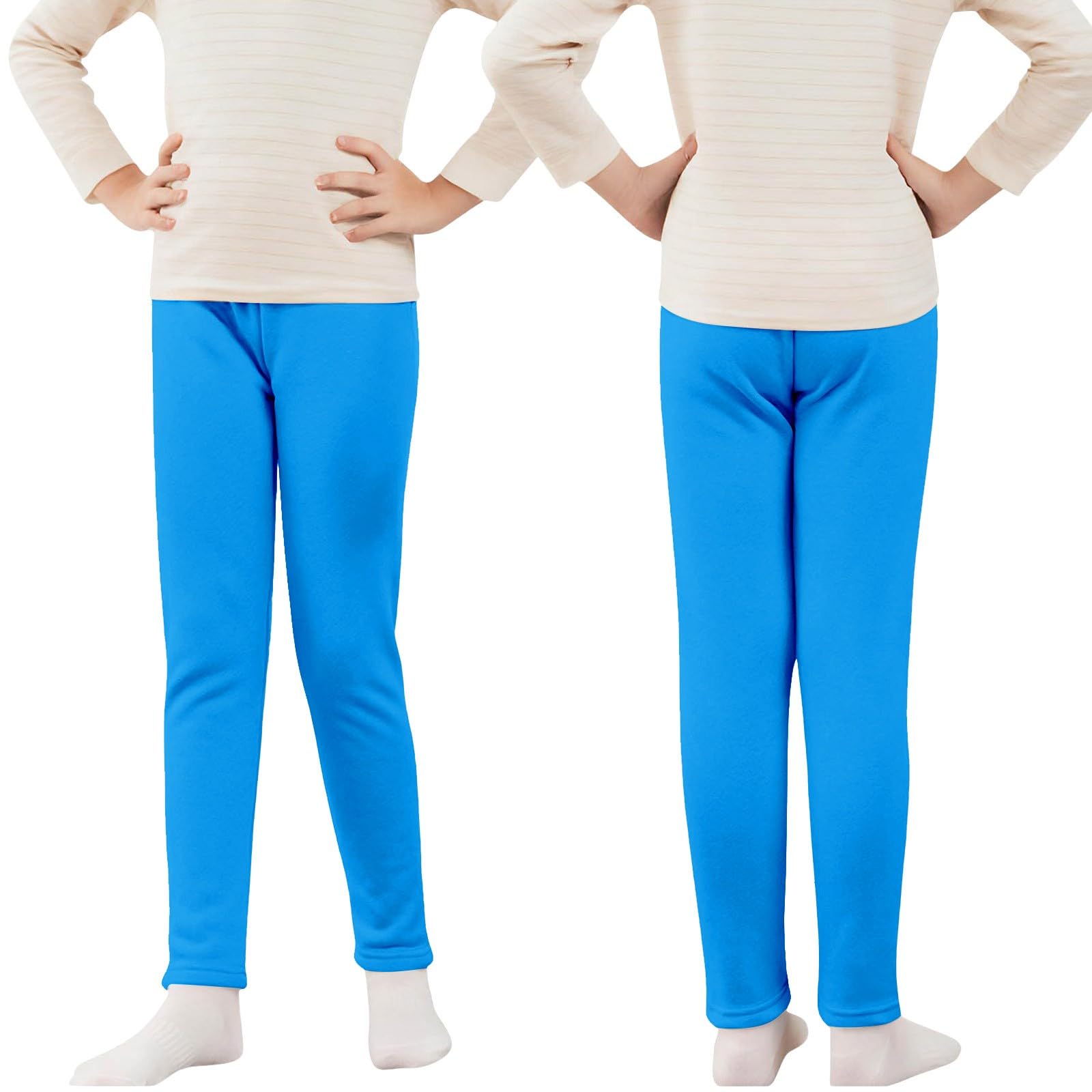 Generisch Leggings per bambini con fodera in pile, stile autunno/inverno, spessi, con vita elasticizzata, leggings termici, comodi pantaloni termici skinny Treggings divertenti