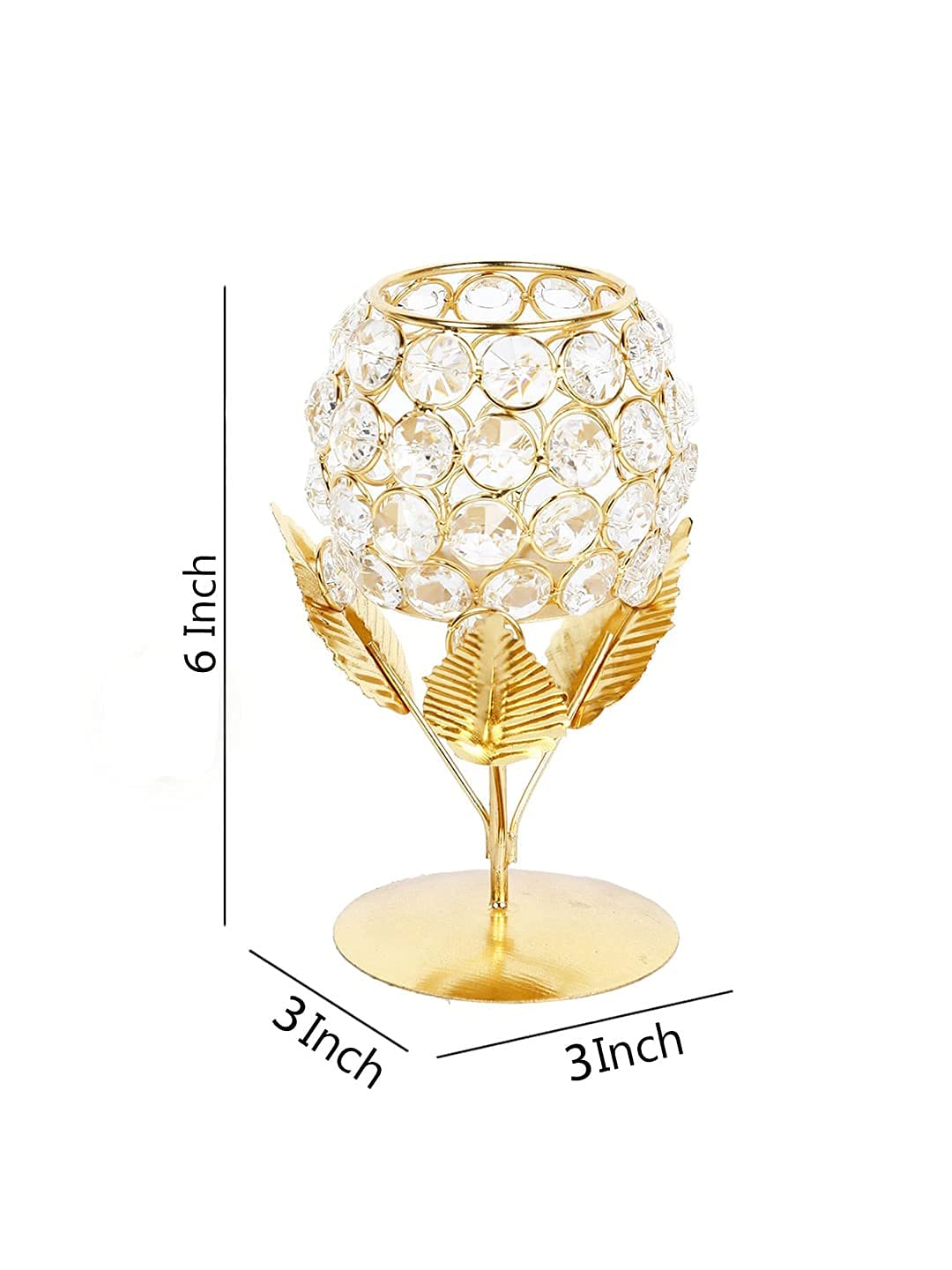 Lot de 2 bougeoirs en cristal plaqué or – Support pour bougie chauffe-plat en laiton, centre de table élégant pour décoration d'intérieur, Noël, mariage (21,6 cm)