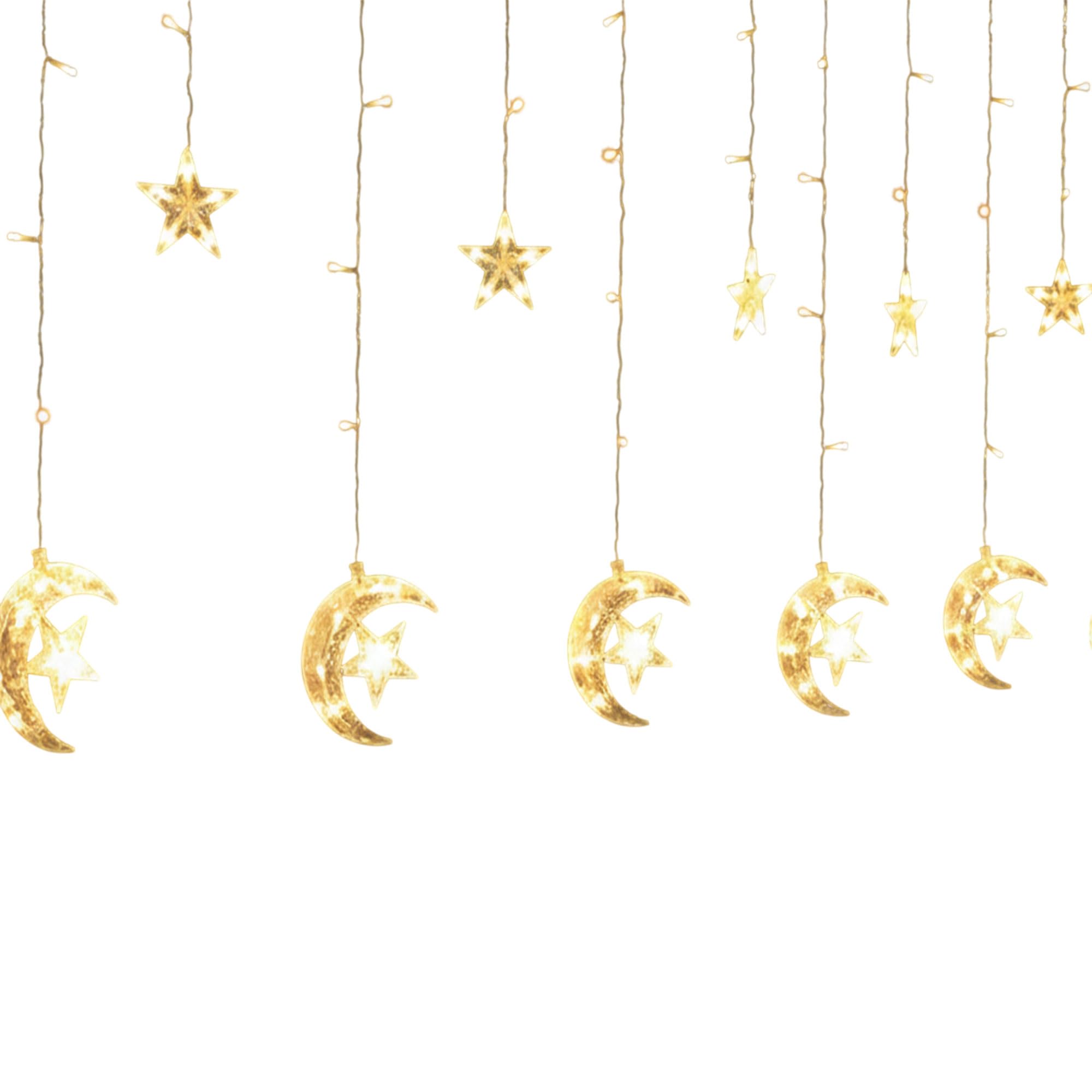 3M 20LED Battery LED Big Star Moon String Light Ramadan Lanterns Decorative Fairy Lights Ramadan Decoration