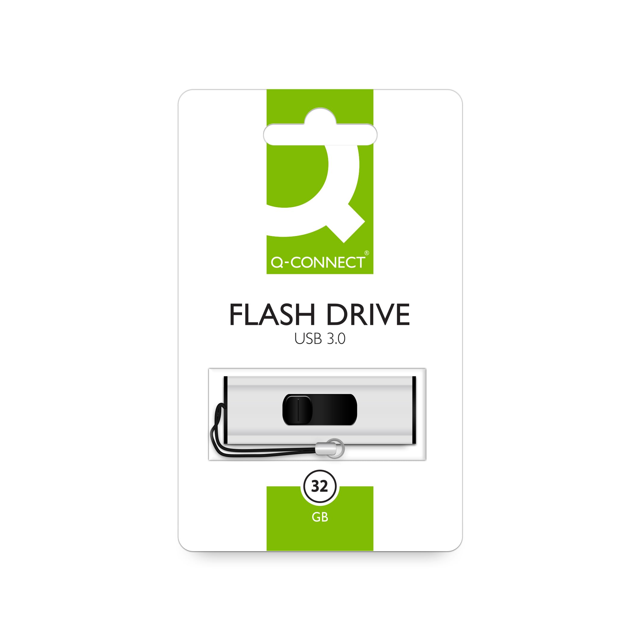 Q-Connect Silver/Black Usb 3.0 Slider 32Gb Flash Drive Kf16370