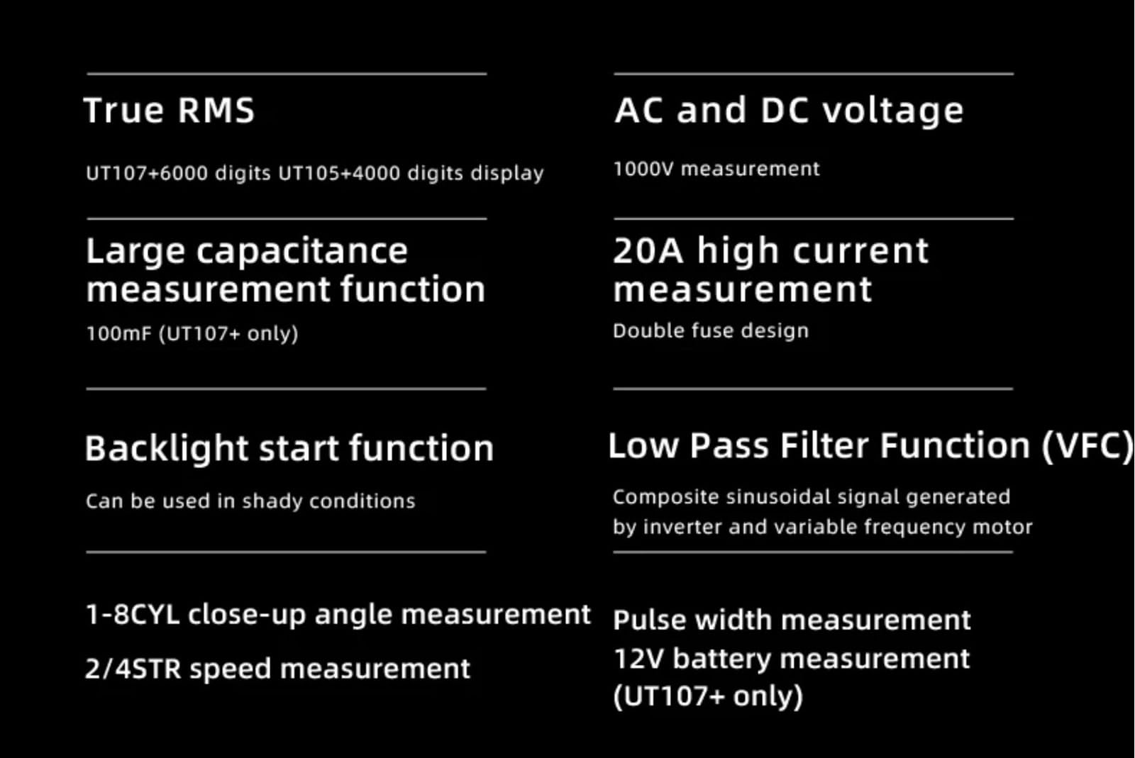 UNI-T UT107+ Automobile Multimeter High Precision True RMS Automobile Automatic Range Actual Value Digital Multimeter.