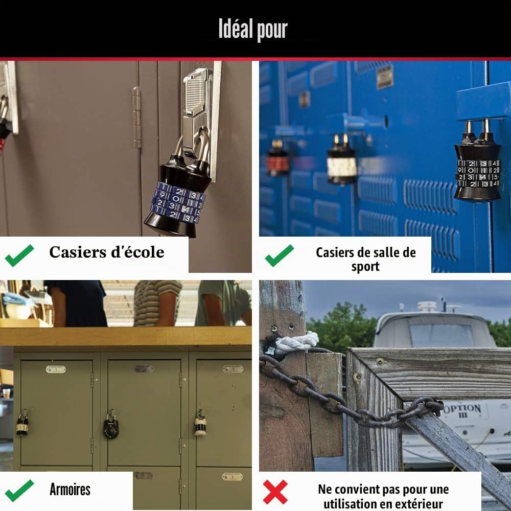 Master Lock - 1535D - Cadenas à combinaison pour casier - Couleurs variables