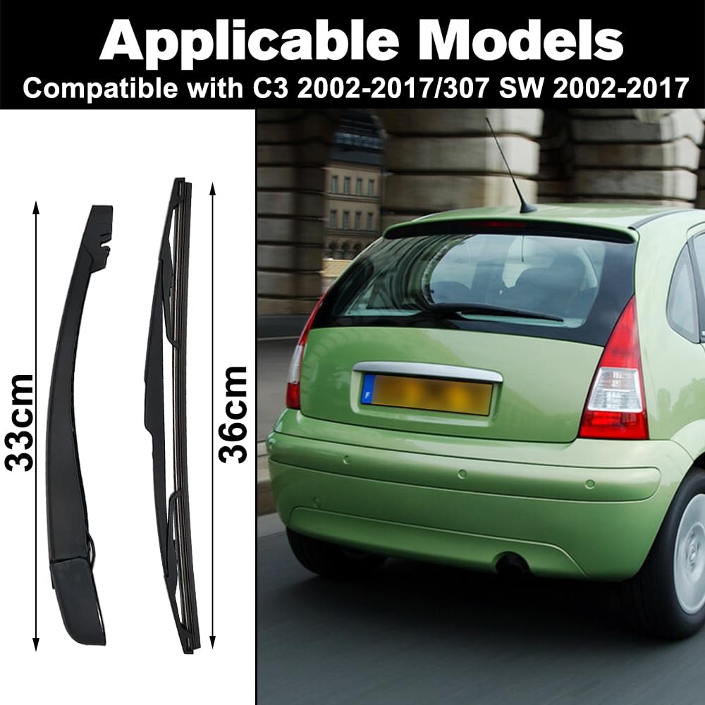 Kit Braccio E Spazzola Tergilunotto Posteriore TarosTrade | 350 Mm Per Renault Kangoo (2003-2008) | 2 Portellone