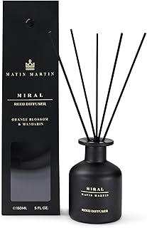 Matin Martin Miral Reed Diffuser 5 oz - Luxury Aromatherapy with Orange Blossom & Mandarin - Home Decor Gift for Bedroom, Office, Living Room, Bathroom - Long Lasting Scent - Premium Fragrance Sticks