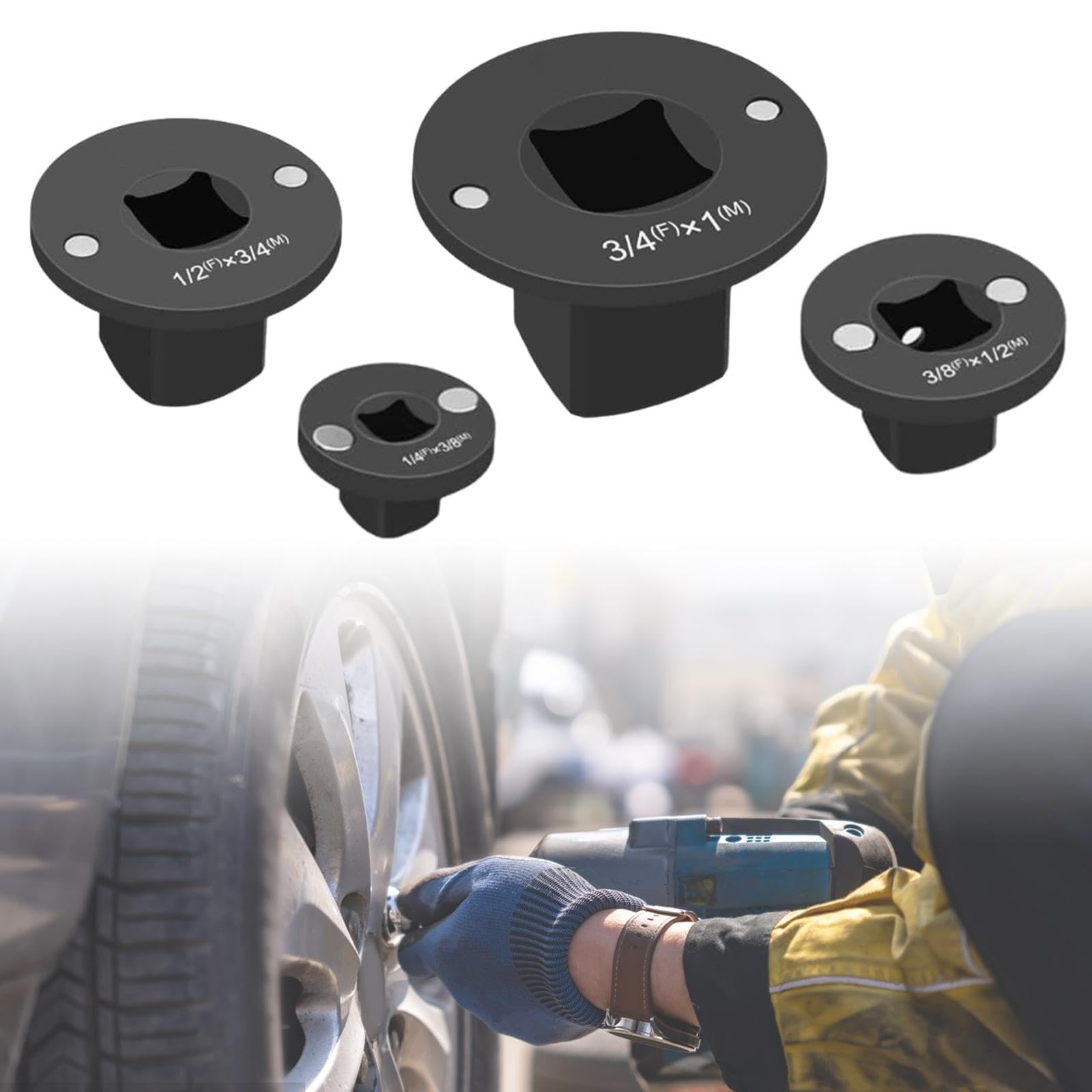 4 Pièces Adaptateur Douille Faible Profil Set Adaptateur Cliquet Réducteur Acier Carbone Résistant Convient pour Réparation Automobile Atelier Bricole