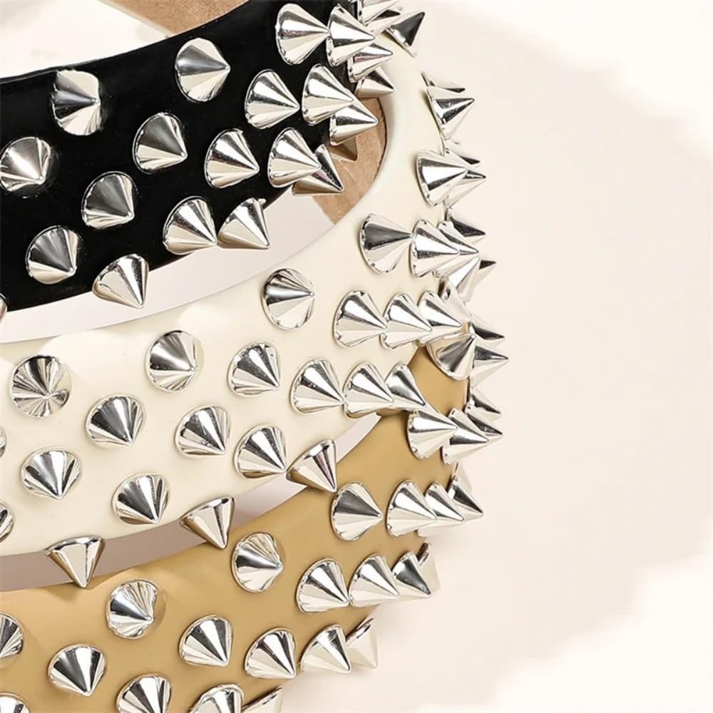RETZLA Punk Studded Headband, Rock Roll Hair Band, Spike Hair Clips for Halloween Cosplay Party (White) - Image 3