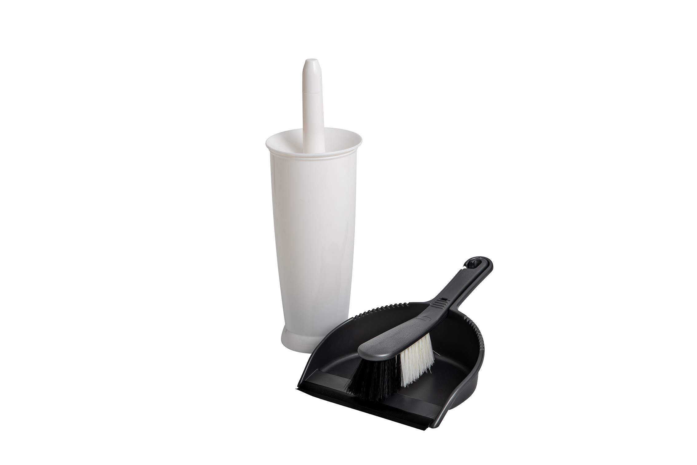 Addis Closed Toilet Dustpan & Soft Brush Set, White/Metallic, One Size