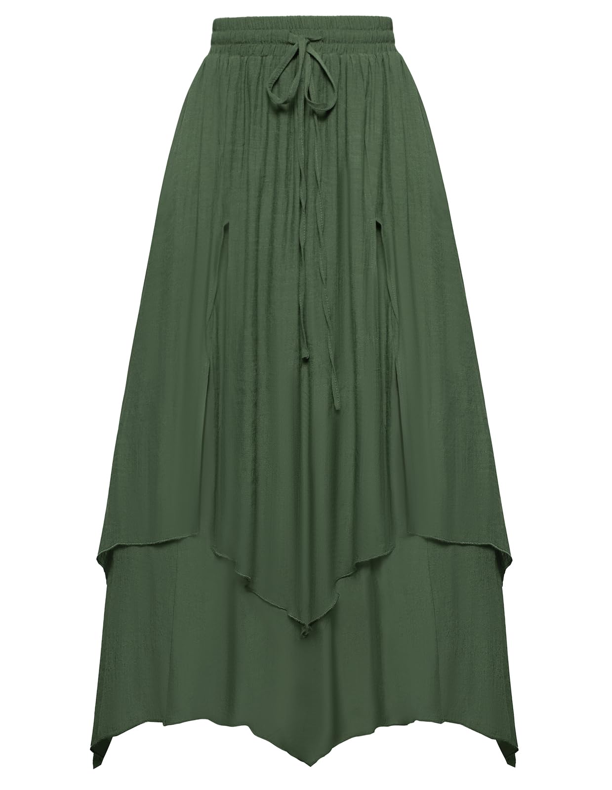 SCARLET DARKNESS Damen Mittelalter Rock Elastische Taille Unregelmäßiger Saum Cottagecore Langer Rock