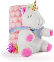 PERLETTI Baby Blanket with Soft Plush Animal – Pink Plaid with White Unicorn Soft Toy for Children 0 1 2 3 Years – Newborn Baby Girl Gift Fluffy Warm – 120 x 80 cm (White Unicorn)