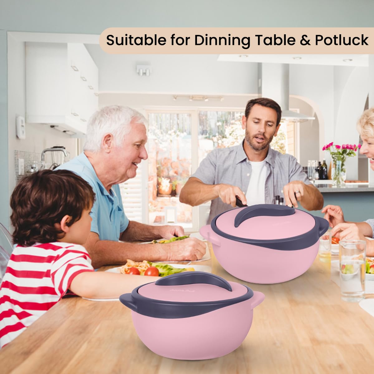 MILTON Ensemble de 3 casseroles isothermes avec couvercle - 2,1/1,5/1 qt. Pot chaud pour aliments/réchaud – Bol thermique pour soupe/salade - Conteneur en acier inoxydable pour aliments chauds