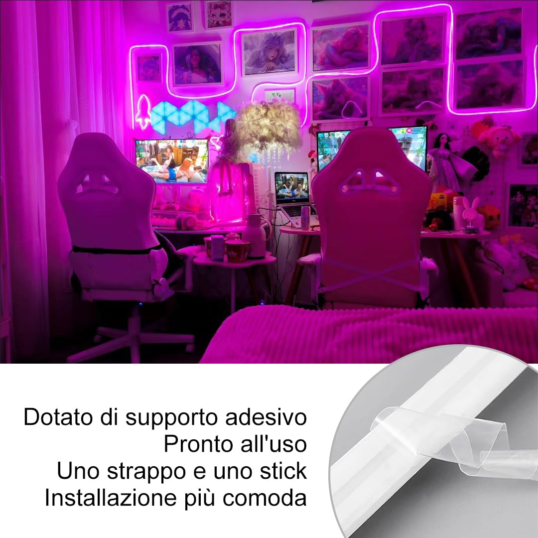 STHomedeco Tira LED COB - Striscia Adesive 220v Da Interno Esterno Impermeabile, Alta LuminositÃ Striscia IP65, Strip LED per Commerciale, Camera da letto (Rosa, 7M)