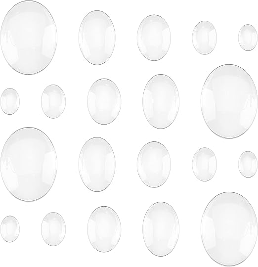 PH PandaHall 5 Sizes Oval Cabochons, 100pcs Clear Glass Tiles Flatback Round Cabochons Dome Cameo Beads Crystal Embellishments for Photo Pendant Earring Necklace Jewelry Making, 14/18/25/30/40mm