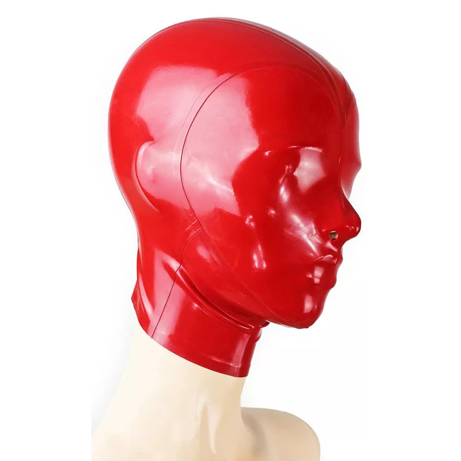 WXLPCGO Latex Hood Rubber Head Mask All Inclusive Natural latex Handmade Nostril Ventilation Back Zipper for Unisex(Size:L-68CM)