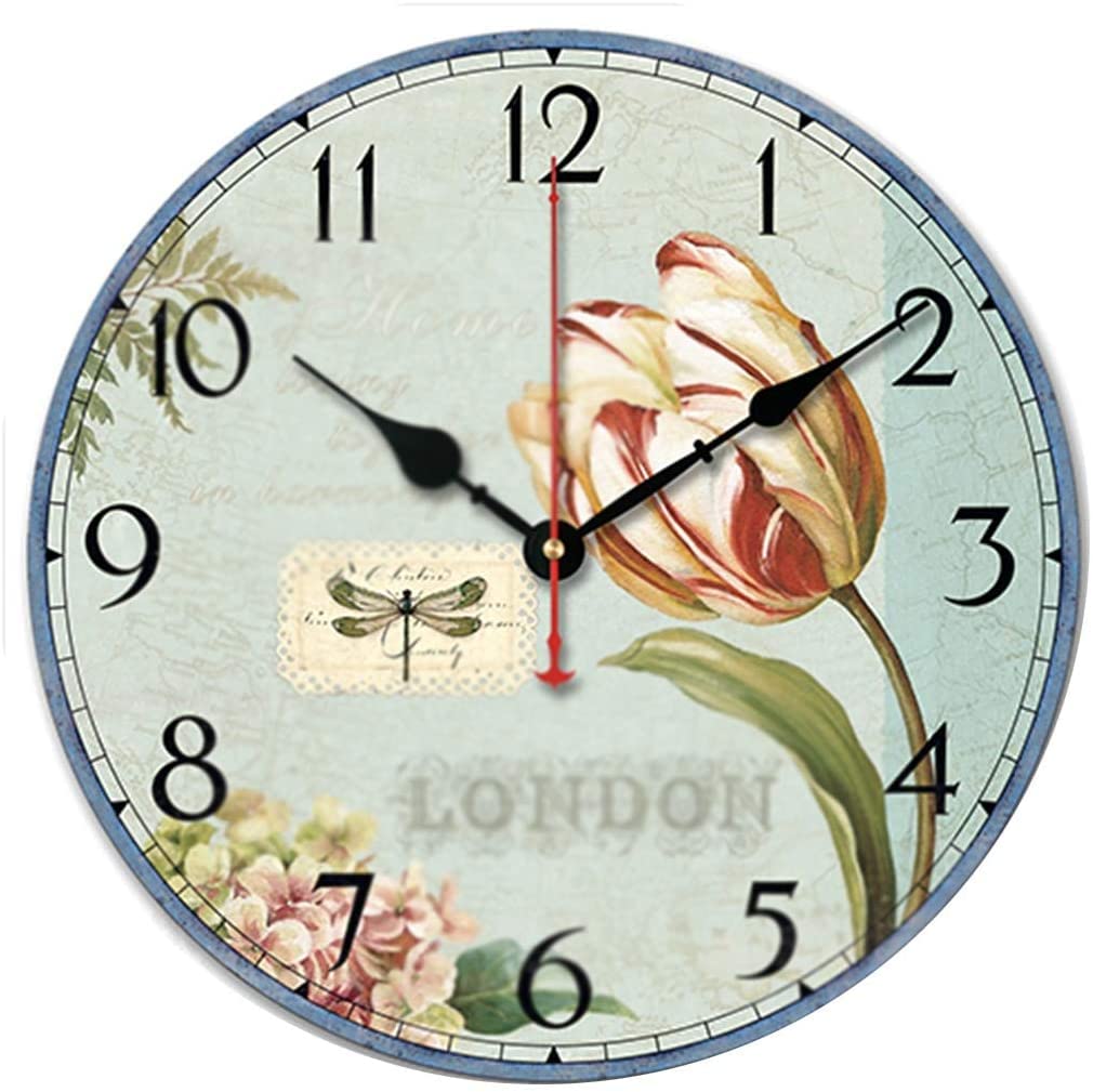 Horloge Murale Ultra-Mince en Bois pour Salon et Maison Rurale Intérieure