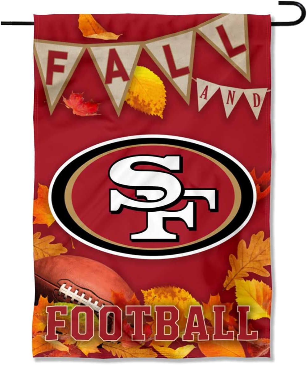 San Francisco 49ers Fall Leaves Decorative Football Garden Flag Double Sided Banner
