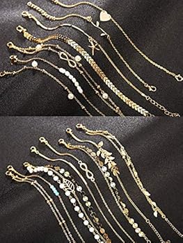 Morfetto 24 stuks enkelkettinkjes, armbanden voor dames, stof, gekleurd, handgemaakt, vriendschapsarmband, enkelband, boho, surferarmband, set, heren, enkelkettingen voor vrouwen, 16 Zentimeter
