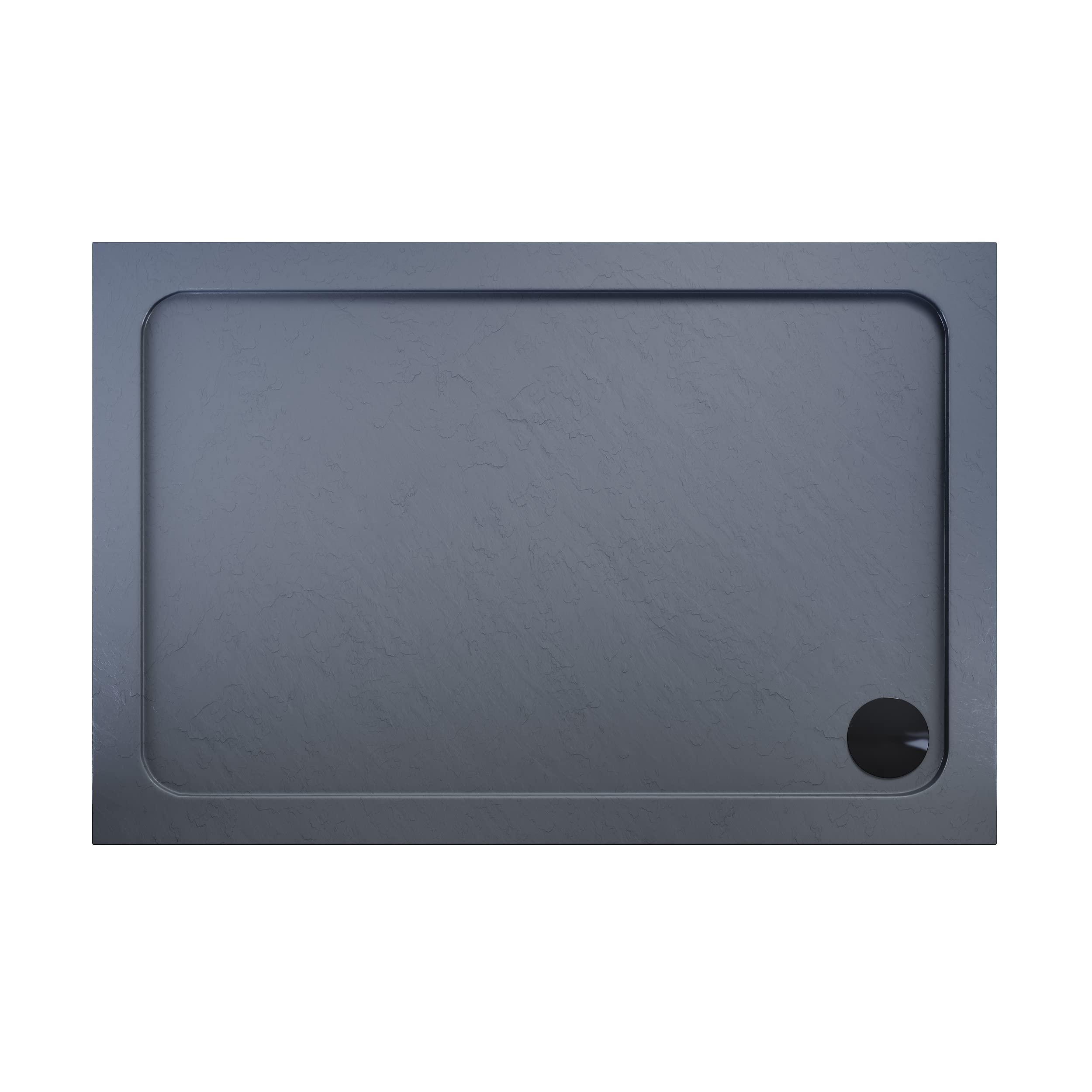 ELEGANT Rectangular 1200 x 700 x 40mm Grey Stone Tray for Shower Enclosure Cubicle + Waste Trap