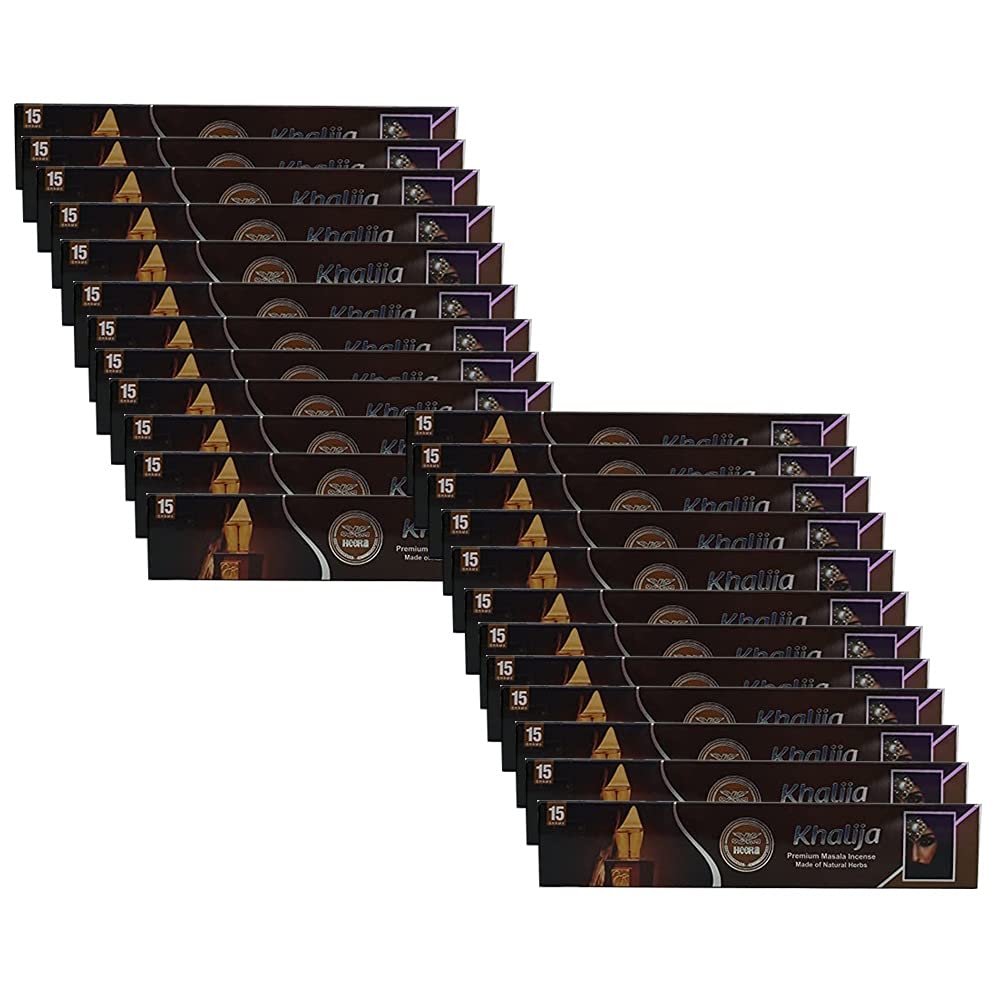 Heera Agarbatti Khalija 15stk (Pack of 24) - Premium Indian Aroma Sandal and saffron Incense Stick for Pooja, Yoga, Aromatherapy, Room Freshener, Meditation - Natural Air Freshener