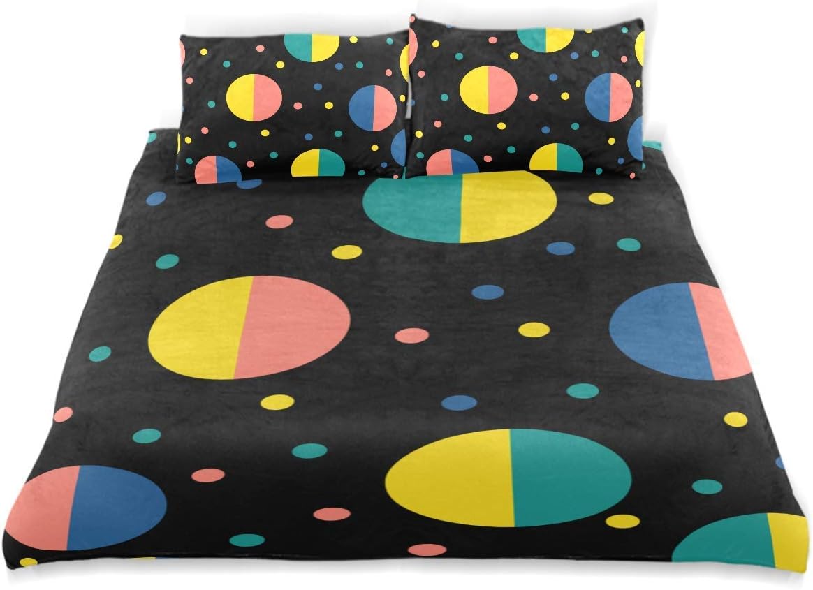 ronfnea Bedding Duvet Cover Set Abstract Handmade Round Seamless Background 1 Comforter Quilt Cover & 2 Pillow Shams Ultra Soft Microfiber Premium for Kid Boy Girl Women Men