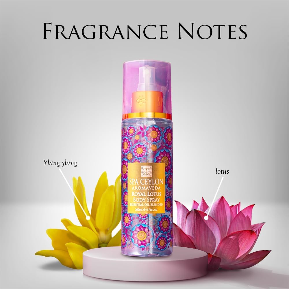 SPA CEYLON Royal Lotus Body Spray, Exotic Ylang Ylang Infused