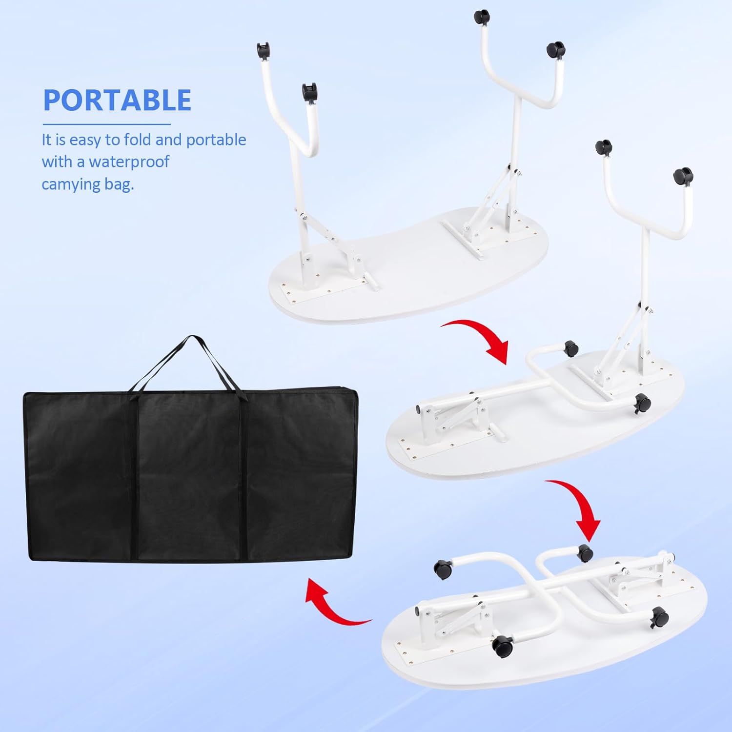 37 Inch Portable & Foldable Manicure Table, Nail Desk Workstation with Large Drawer, Client Wrist Pad, Controllable Wheels & Carrying Case, Professional Portable Nail Table (White)