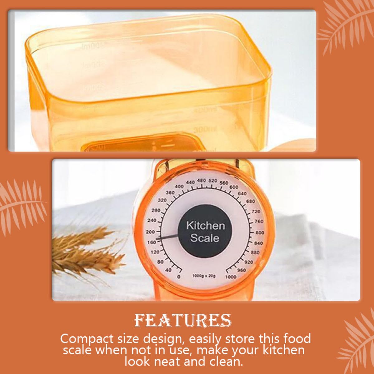 Mechanical Kitchen Scale 1kg Plastic Food Scale High Precision for Baking Cooking and Meal Prep Random Color