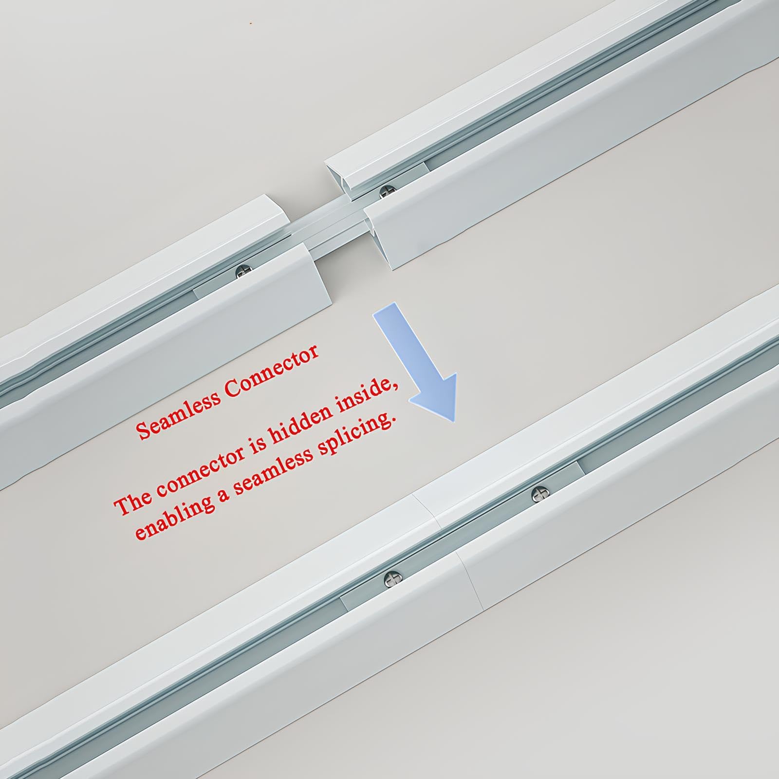 Wytrzymały system szyn do zasłon – 1-kierunkowe karnisze do przegród pomieszczeń, sypialni, salonu, prysznica - białe, 180 cm, 2 x 90 cm, łatwy montaż