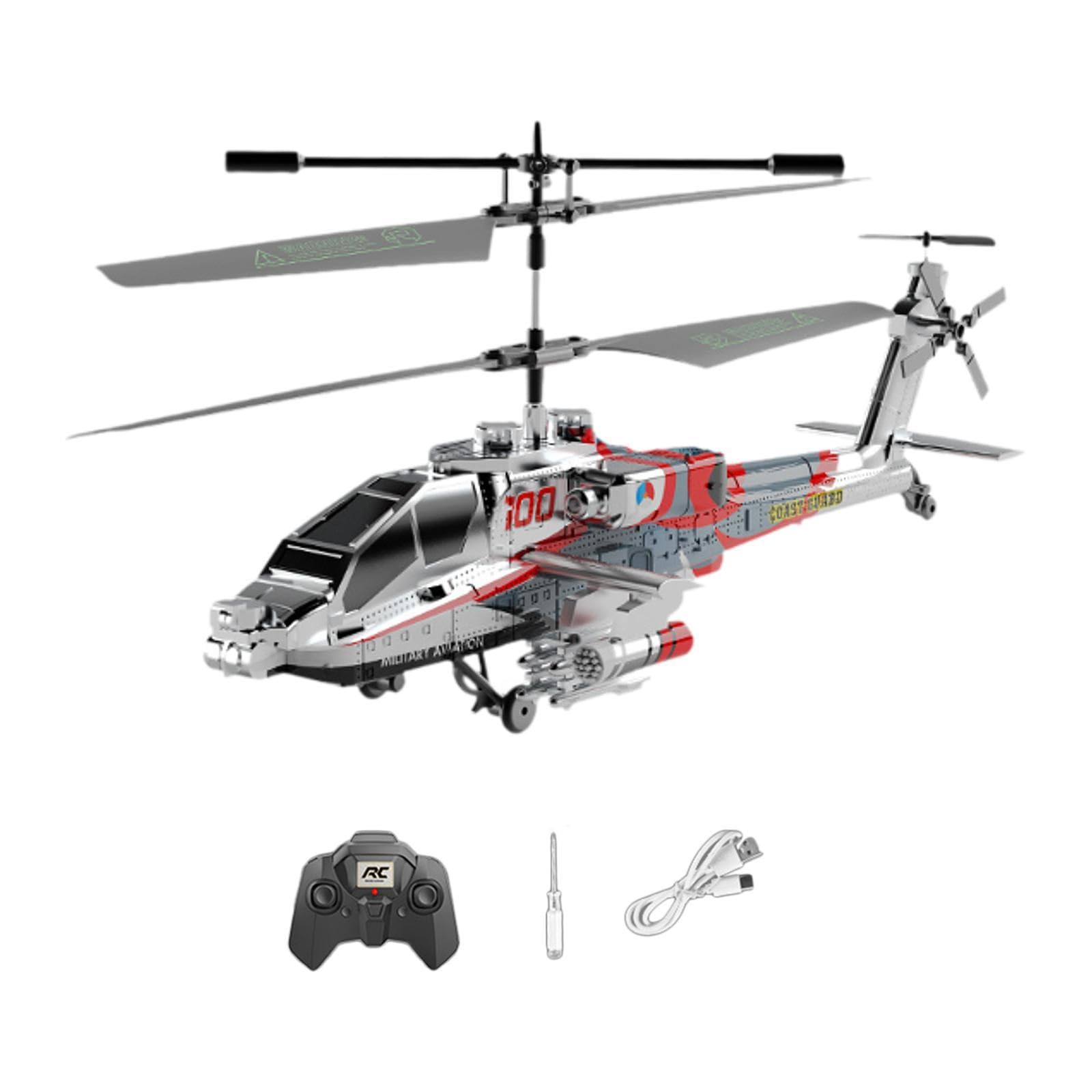 Elicottero Telecomandato, Stabilizzatore Giroscopico, Elicottero RC con Luci per Regalo per Adulti, Oro